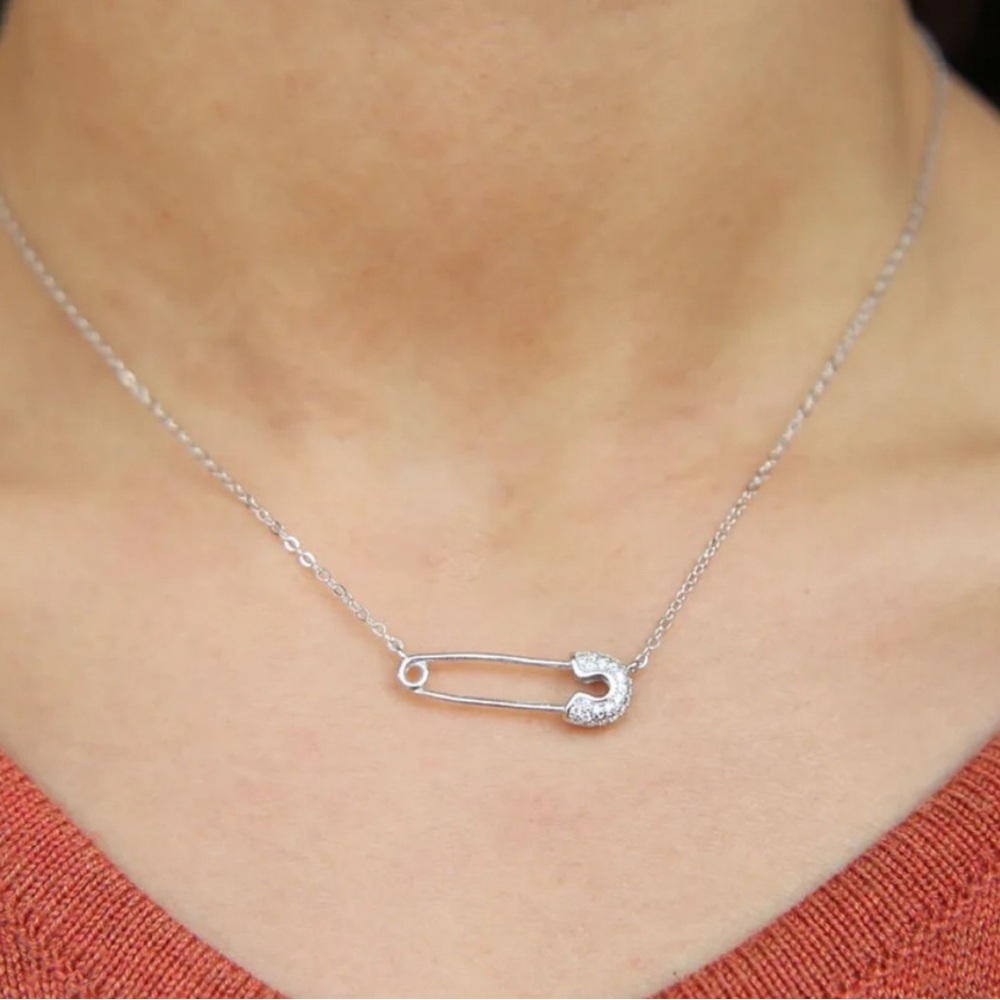 Alicia Bonnie Pin Necklace with CZ stones new